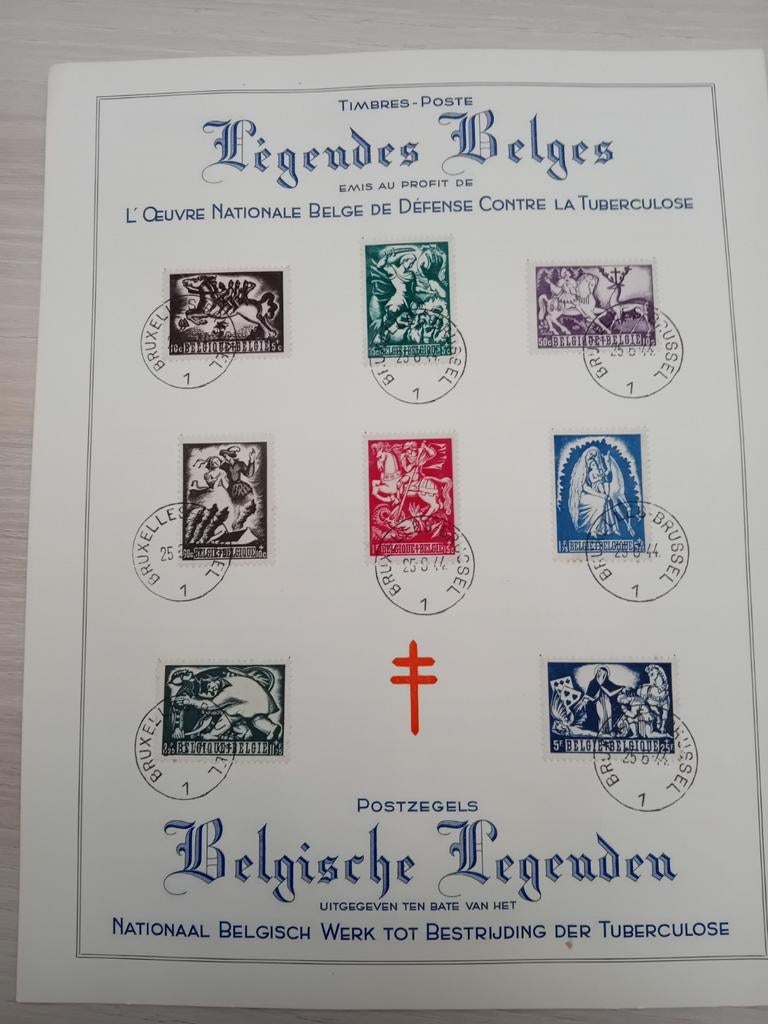 Herdenkingskaart Belgische Lengenden jaar 1944 lot 10, Postzegels en Munten, Postzegels | Europa | België, Ophalen of Verzenden