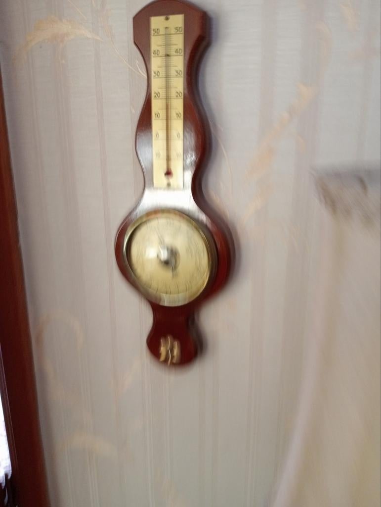 Antieke barometer en thermometer, Audio, Tv en Foto, Weerstations en Barometers, Ophalen of Verzenden, Barometer