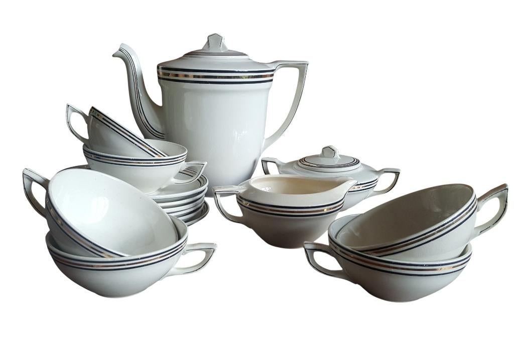 service à café  Art Deco céramique Manufacture de Nimy, Antiquités & Art, Enlèvement