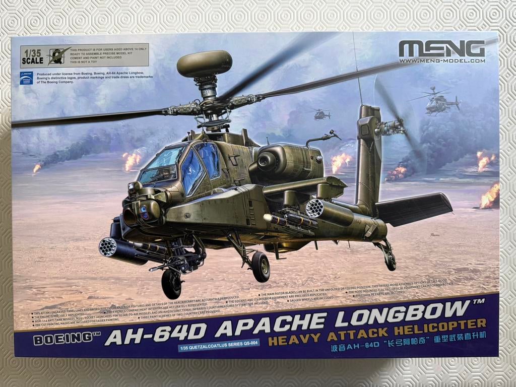 Meng AH-64D Apache Longbow, Hobby en Vrije tijd, Helikopter, Nieuw, Groter dan 1:72, Ophalen