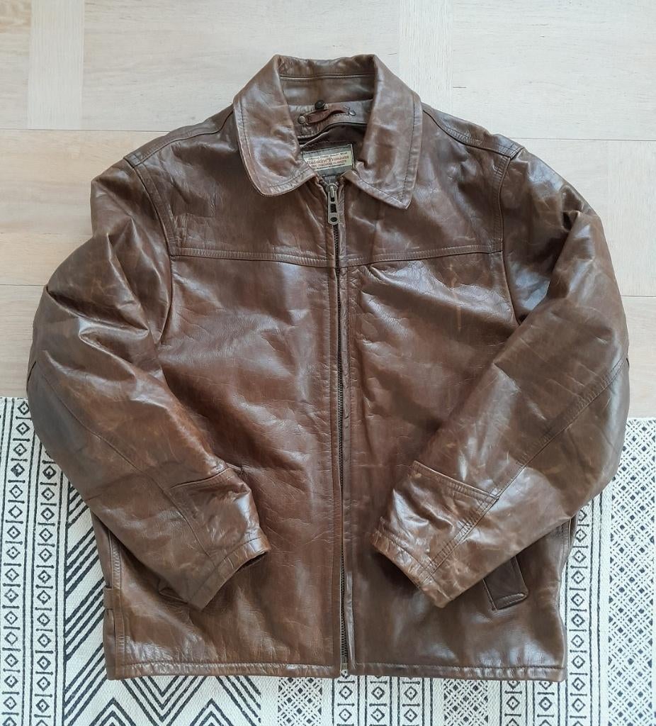 Veste en cuir Redskins Premium Vintage années 90 - L, Enlèvement ou Envoi, Taille 52/54 (L), Brun, Porté
