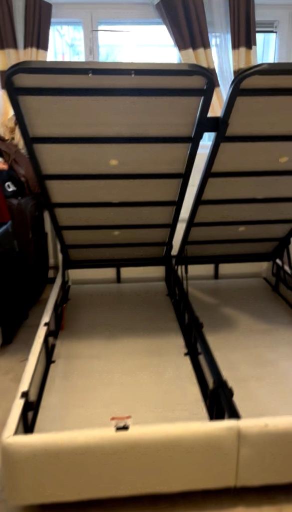 Lit Coffre, Beige, Comme neuf, Enlèvement, Métal