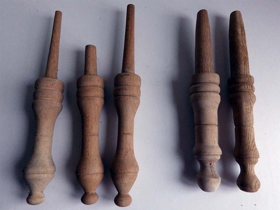 Vintage Naturel Houten Spindels of Sierknoppen., Ophalen, Zo goed als nieuw, Hout, Knutselmateriaal
