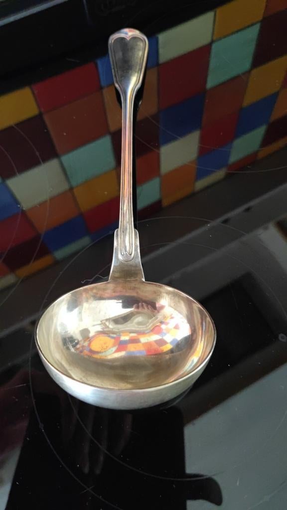 Louche de l'orfèvrerie Wiskemann, en métal argenté., Antiquités & Art, Enlèvement ou Envoi