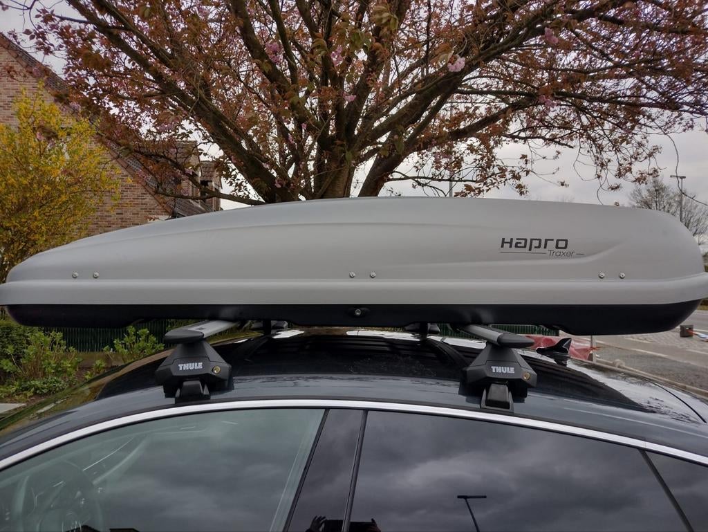 Verhuur dakkoffer Hapro Tracer 8.6 SilverGrey,, Auto diversen, Dakkoffers, Ophalen, Zo goed als nieuw