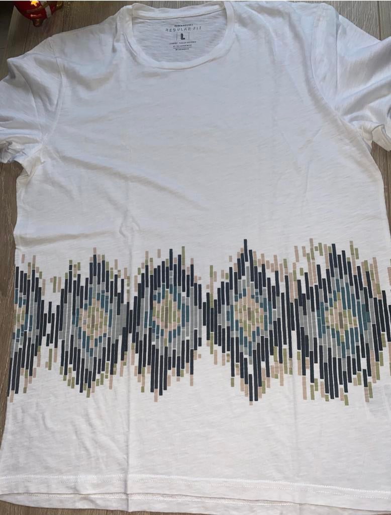 🔥 Wit T-shit met speciale print - maat L- Clockhouse, Vêtements | Hommes, T-shirts, Enlèvement ou Envoi, Comme neuf, Taille 52/54 (L)