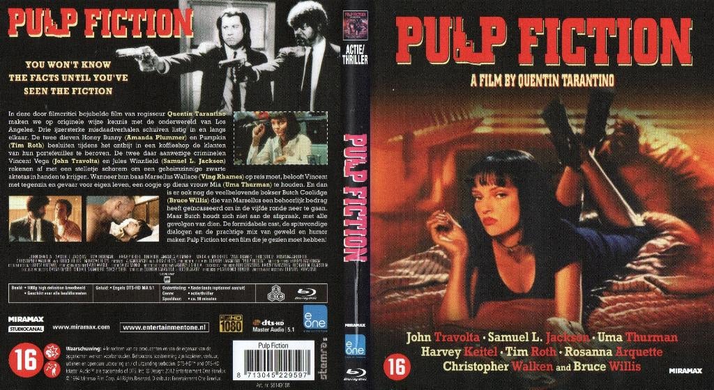 pulp fiction (blu-ray) nieuw, Ophalen of Verzenden, Zo goed als nieuw, Thrillers en Misdaad