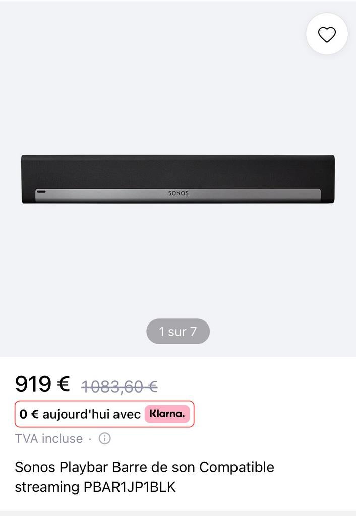 Sonos playbar, TV, Hi-fi & Vidéo, Enlèvement, Comme neuf