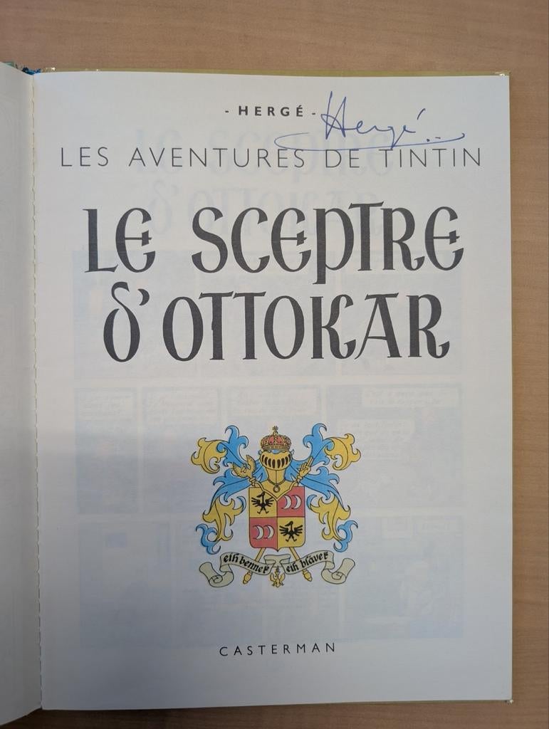 Album Tintin Le sceptre d'Ottokar avec la signature de Hergé, Enlèvement ou Envoi