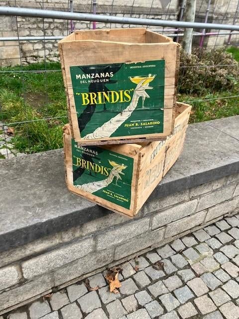 2 VIEILLES BOÎTES À FRUITS D'ARGENTINE À BRINDISI, Moins de 50 cm, Enlèvement ou Envoi, 50 à 100 cm, Utilisé