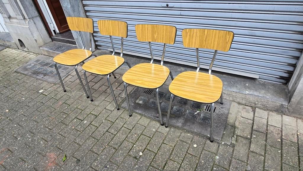 ancienne quatre chaises en formica vintage couleur marron an, Enlèvement ou Envoi