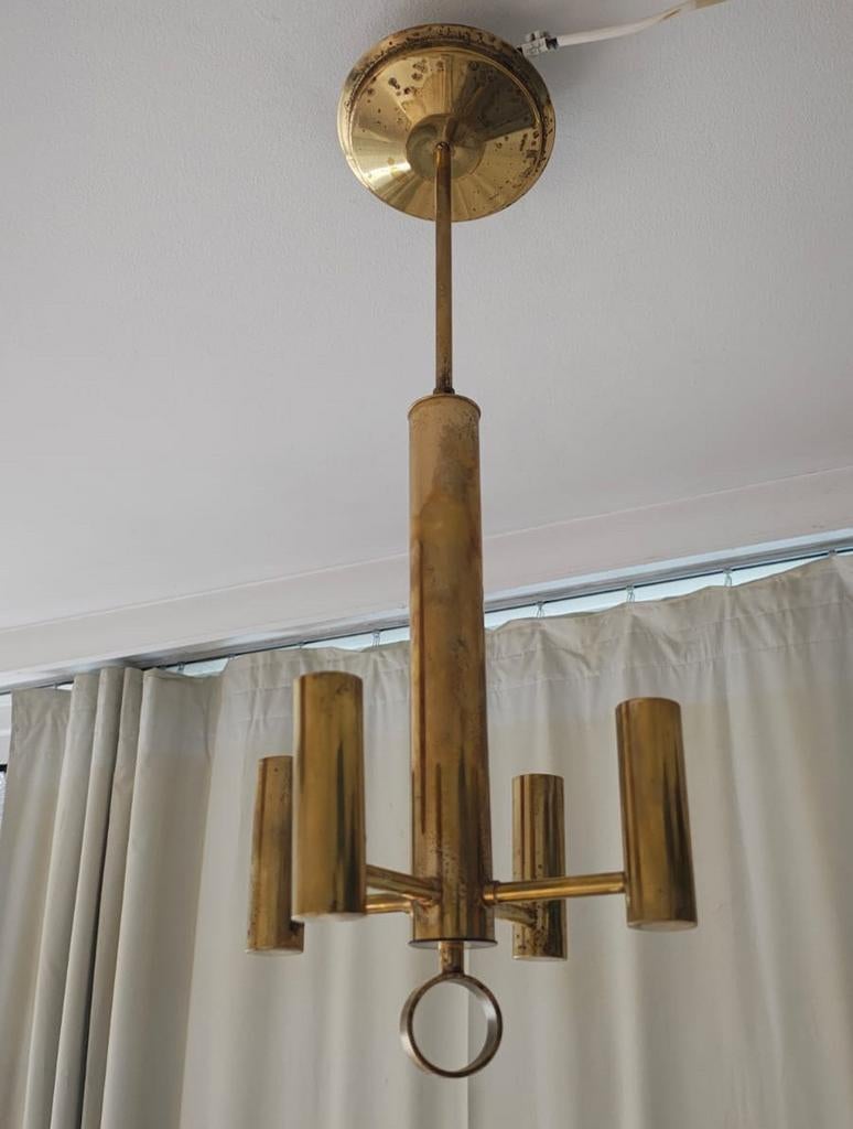 Lustre suspension Vintage Gaetano Sciolari Laiton 1970's, Enlèvement, Comme neuf