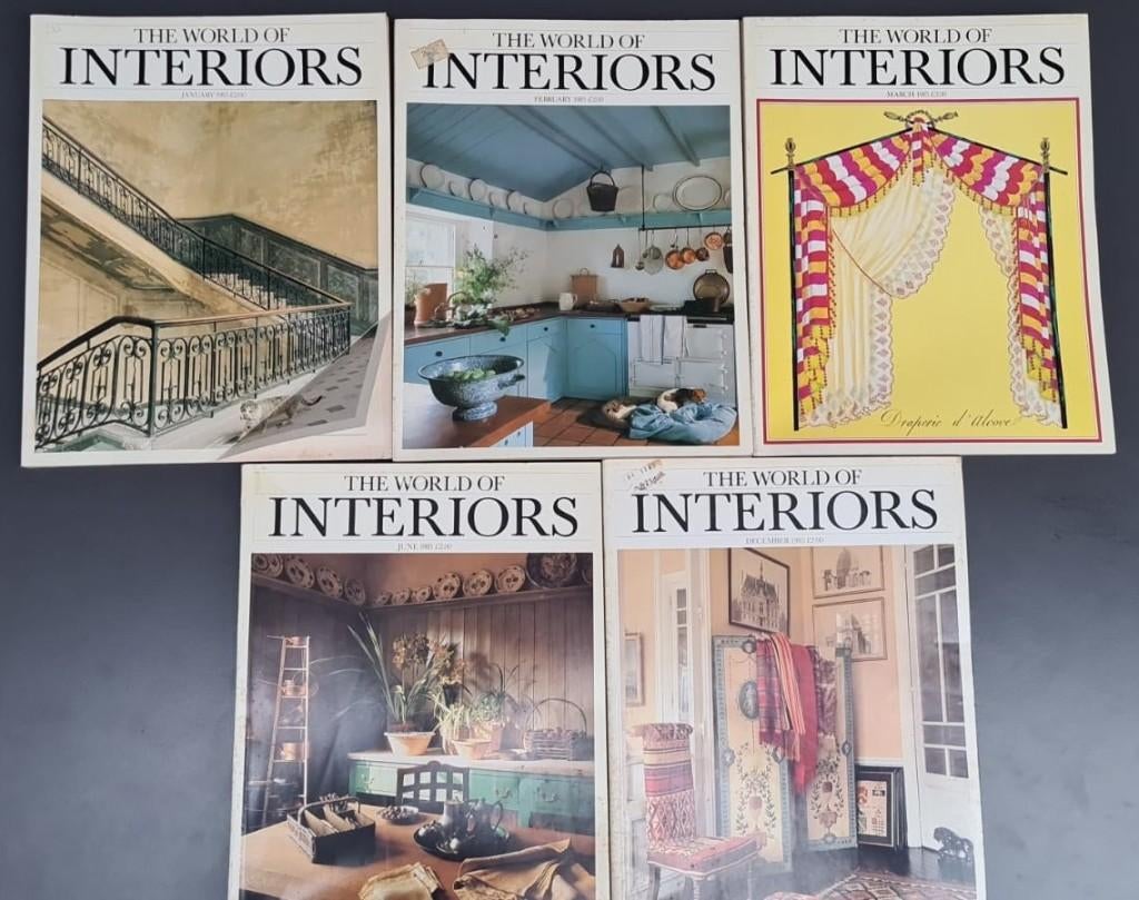 Vintage maandblad The world of interiors, 1985, 5 stuks, Ophalen of Verzenden, Gelezen, Architectuur algemeen