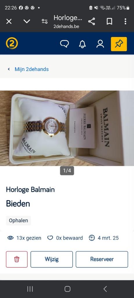 Horloge Balmain, Handtassen en Accessoires, Ophalen, Zo goed als nieuw, Polshorloge, Overige merken