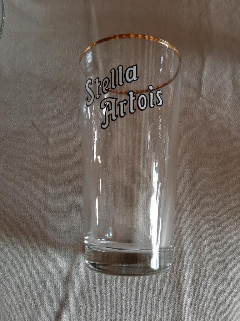 Stella Artois 25 cl oud bierglas met goudrand, Enlèvement ou Envoi, Comme neuf, Verre à bière