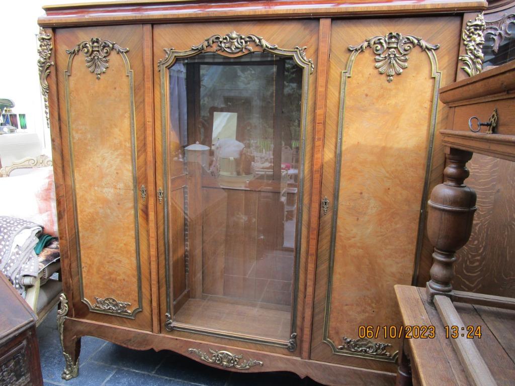 vitrinekast of boekenkast marqueterie Louis XV stijl, Antiek en Kunst, Antiek | Meubels | Stoelen en Sofa's, Ophalen