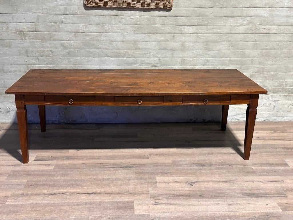Boerentafel met 3 lades - 250 x 99 cm + 78 cm hoog, Huis en Inrichting, Tafels | Eettafels, Zo goed als nieuw, 50 tot 100 cm, 200 cm of meer
