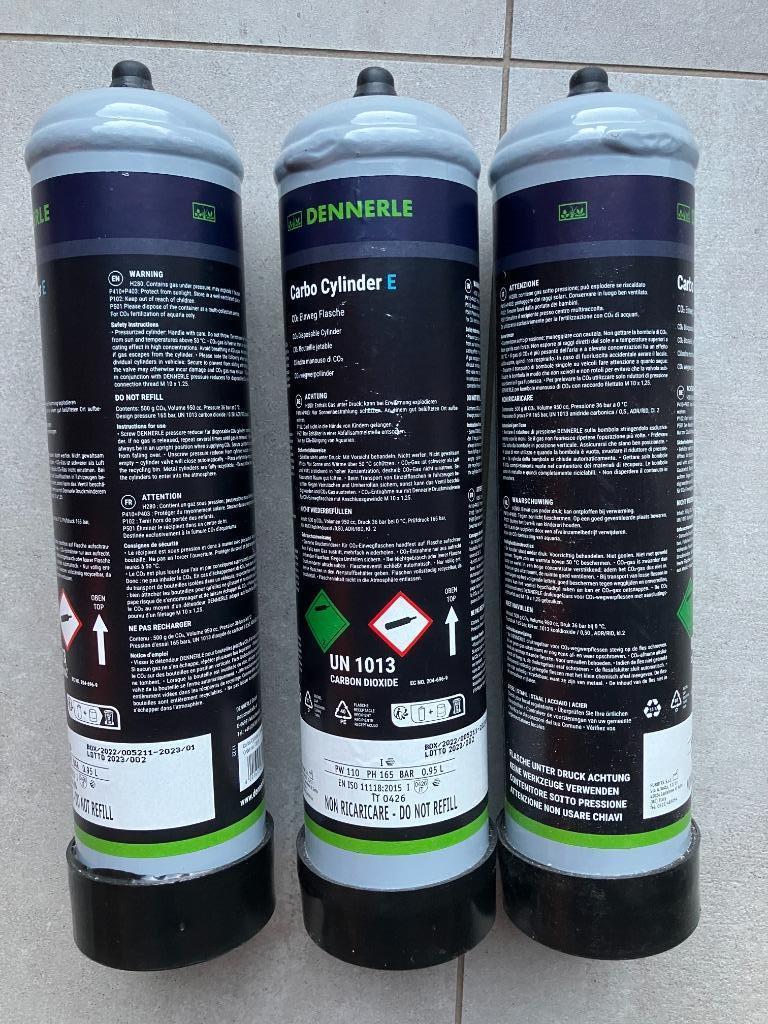 3 x CO2 wegwerpfles 500 g van Dennerle, Dieren en Toebehoren, Vissen | Aquaria en Toebehoren, Ophalen, Nieuw, Filter of Co2