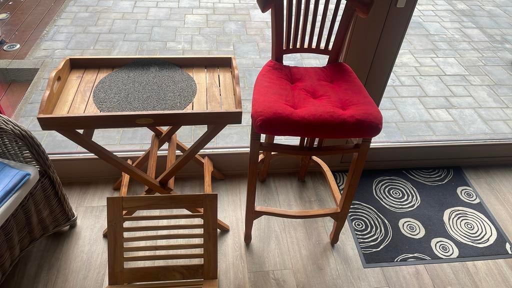 Kruk - krantenhouder en teakhouten blad, Ophalen, Met voetsteun, 60 tot 90 cm, Nieuw