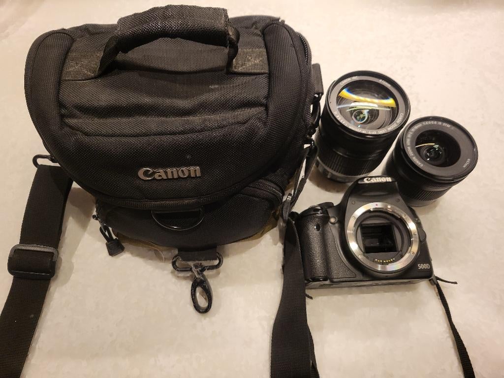 Canon EOS 500D-camera + 18-200 mm zoom + 10-18 mm zoom, Audio, Tv en Foto, Gebruikt, Canon, Ophalen of Verzenden, 15 Megapixel