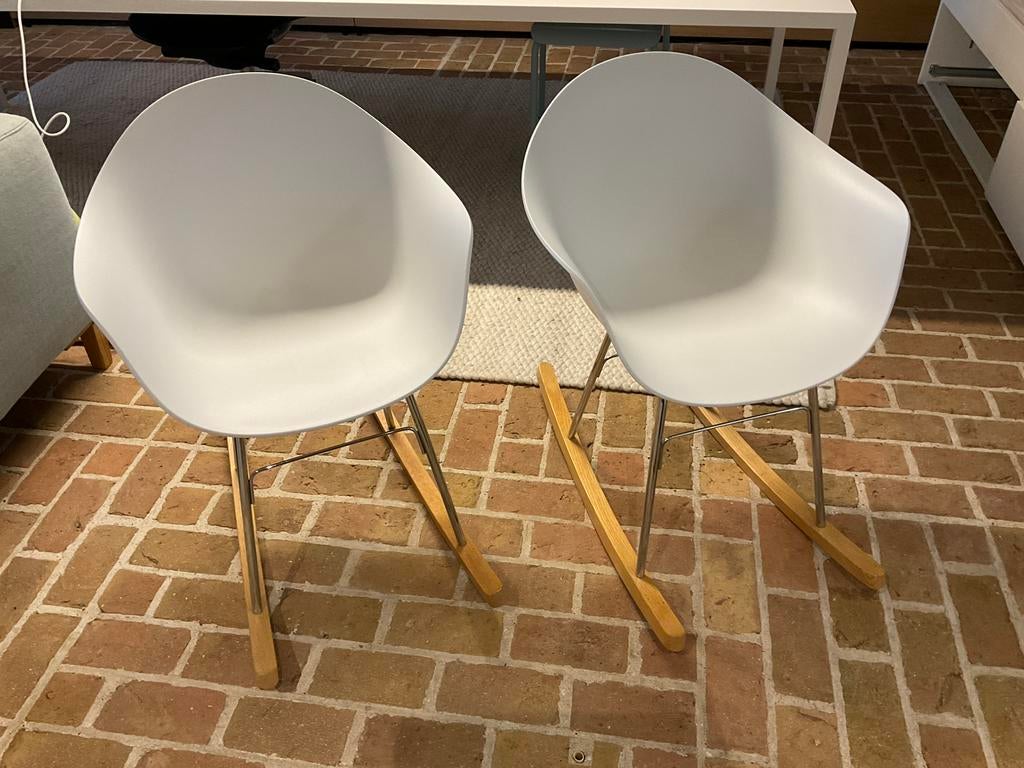 Juntoo schommelstoel hout + wit, Ophalen, Kunststof, Wit, Zo goed als nieuw