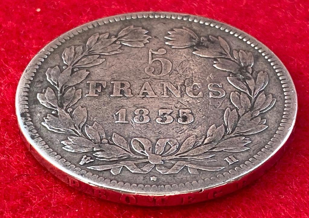 5 Francs Français Louis Philippe 1835 La Rochelle, Antiquités & Art, Enlèvement ou Envoi, Argent