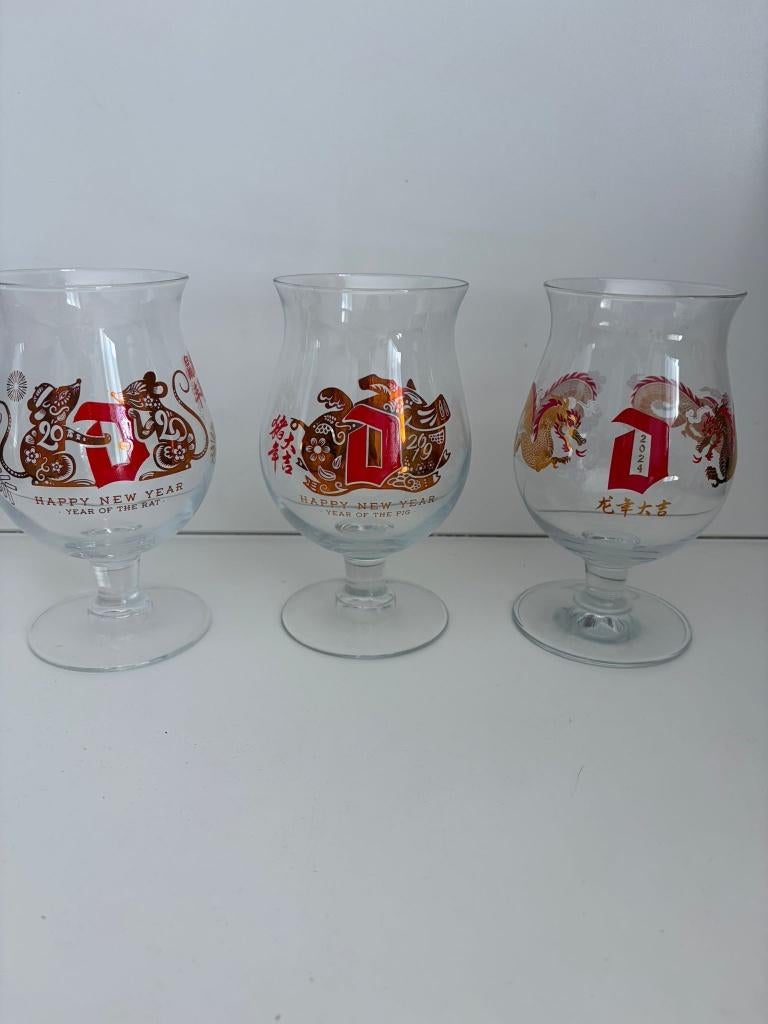 Duvel - 3x glas chinees nieuwjaar, Verzamelen, Ophalen, Nieuw, Bierglas
