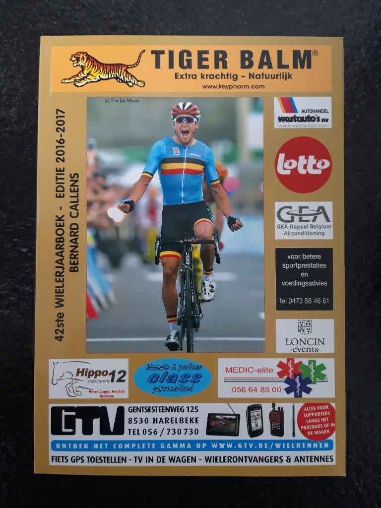 Annuaire cycliste 2016-2017 (couverture de Greg Van Avermaet, Livres, Neuf, Envoi, Bernard Callens, Course à pied et Cyclisme