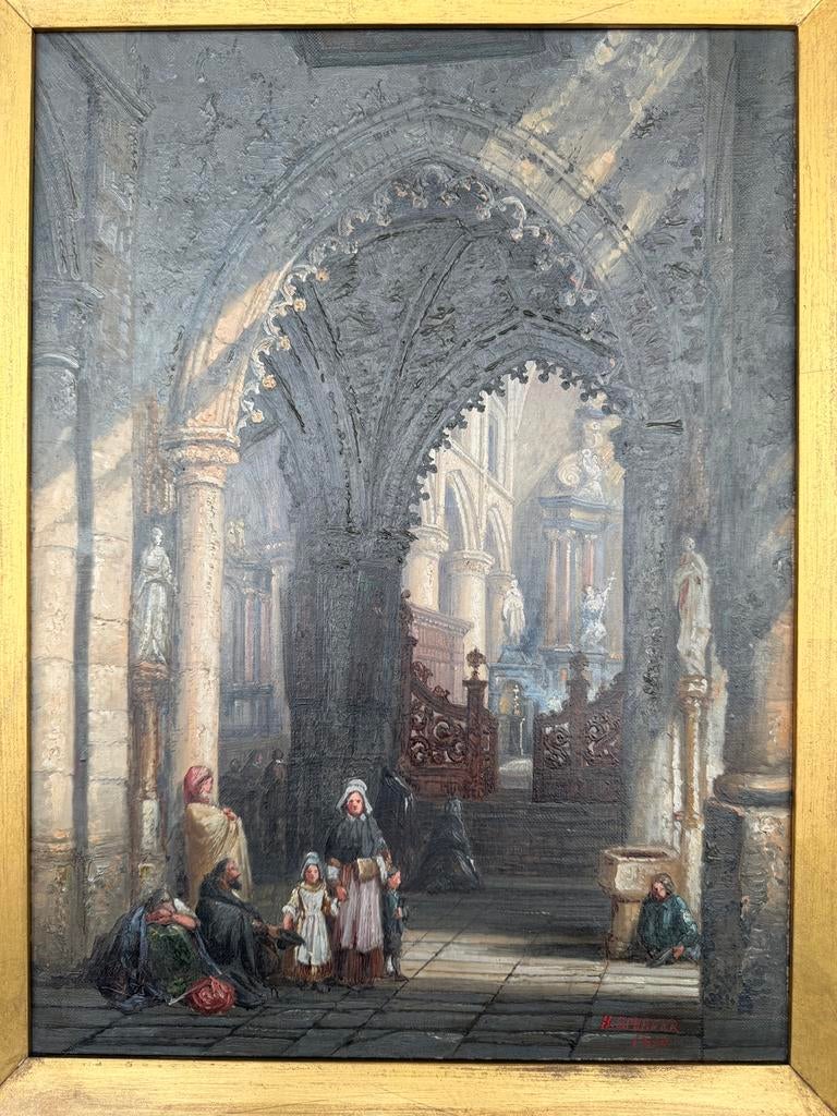 Schilderij Henri Schafer (1833-1916), Herentals, Antiquités & Art, Art | Peinture | Classique, Enlèvement