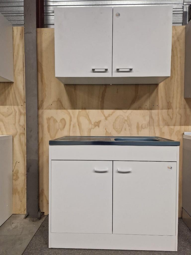 keuken 100 cm inclusief spoelbak nieuw, Neuf, Acier ou Inox, Enlèvement ou Envoi, Brillant ou Laqué