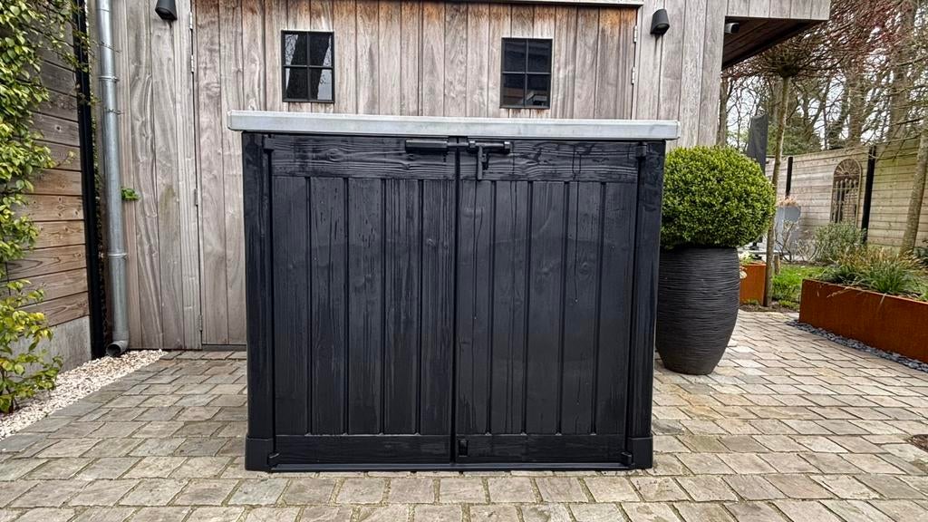 Keter opbergbox 146 cm, Tuin en Terras, Bergingen en Tuinkasten, Ophalen, Gebruikt, Kunststof, Containerberging