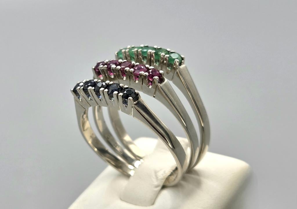 Bagues vintage en or rubis, émeraude et saphir. 2026/201/2/3, Bijoux, Sacs & Beauté, Enlèvement ou Envoi, Autres couleurs, Femme ou Homme