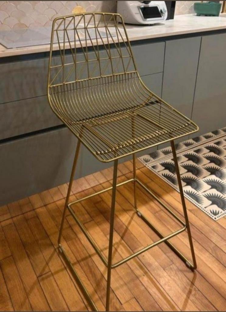 2 Chaises de bar dorée, Maison & Meubles, Tabourets de bar, Enlèvement, Métal