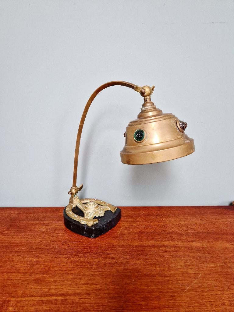 Art Nouveau koperen bureaulamp, jaren 1910, Antiek en Kunst, Ophalen of Verzenden