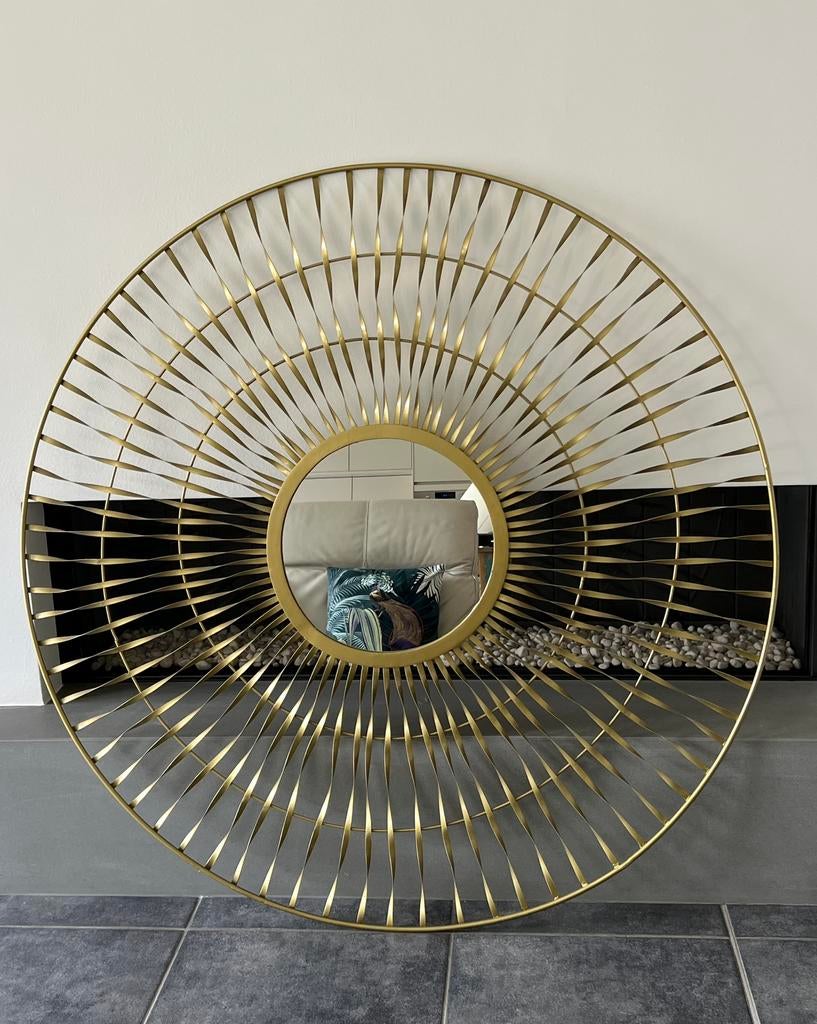 Miroir soleil rond en fer - D130cm, 125 cm ou plus, Rond, Comme neuf, Enlèvement