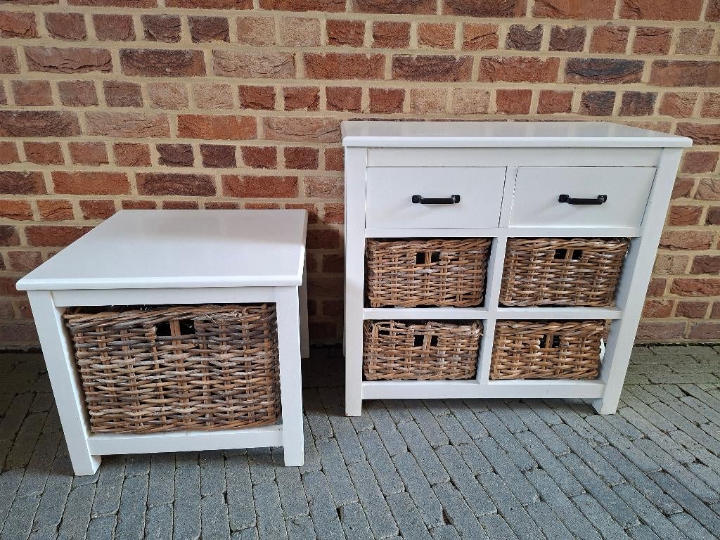 2 kastjes, Huis en Inrichting, 1 of 2 laden, Ophalen, Gebruikt, Teakhout