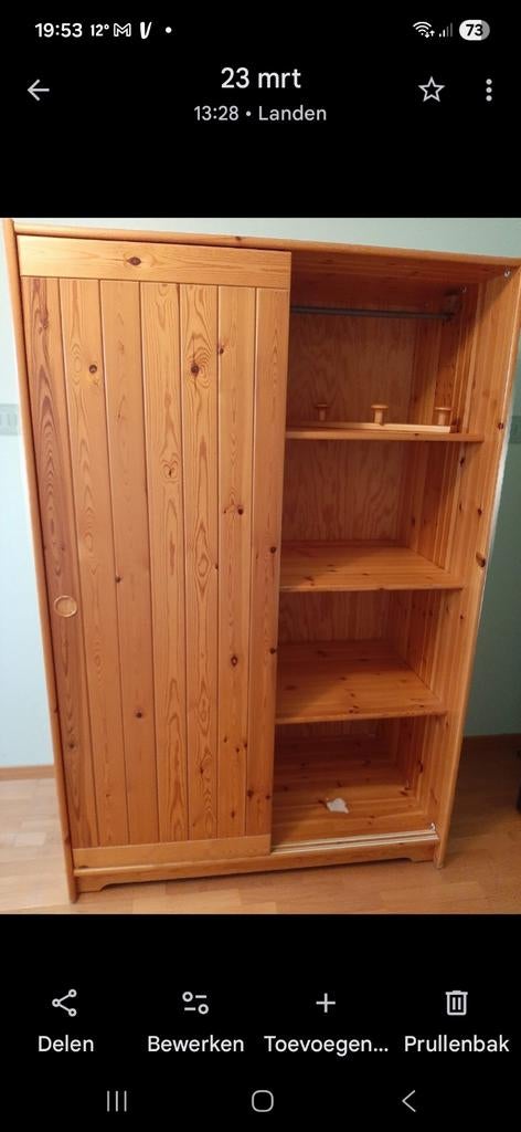 Vintage kleerkast, Huis en Inrichting, Ophalen, Met deur(en), Gebruikt, 100 tot 150 cm
