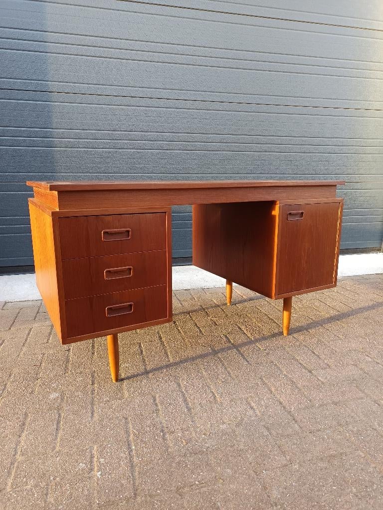 Vintage/retro bureau - teakhout - Scandinavisch jaren 60, Huis en Inrichting, Bureaus, Ophalen, Gebruikt