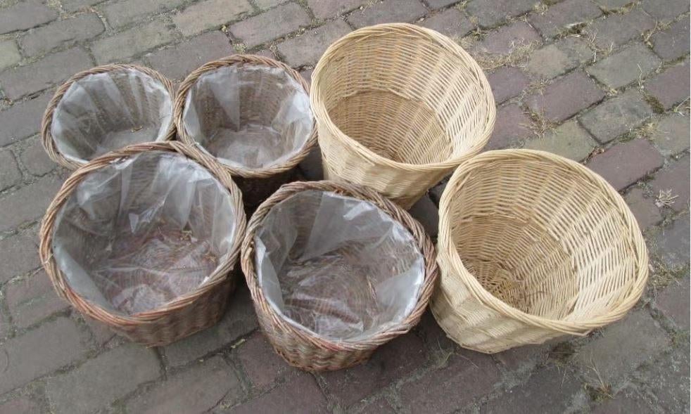 6 Mooie Rieten Manden, Huis en Inrichting, Woonaccessoires | Schalen en Manden, Ophalen of Verzenden, Zo goed als nieuw, Riet