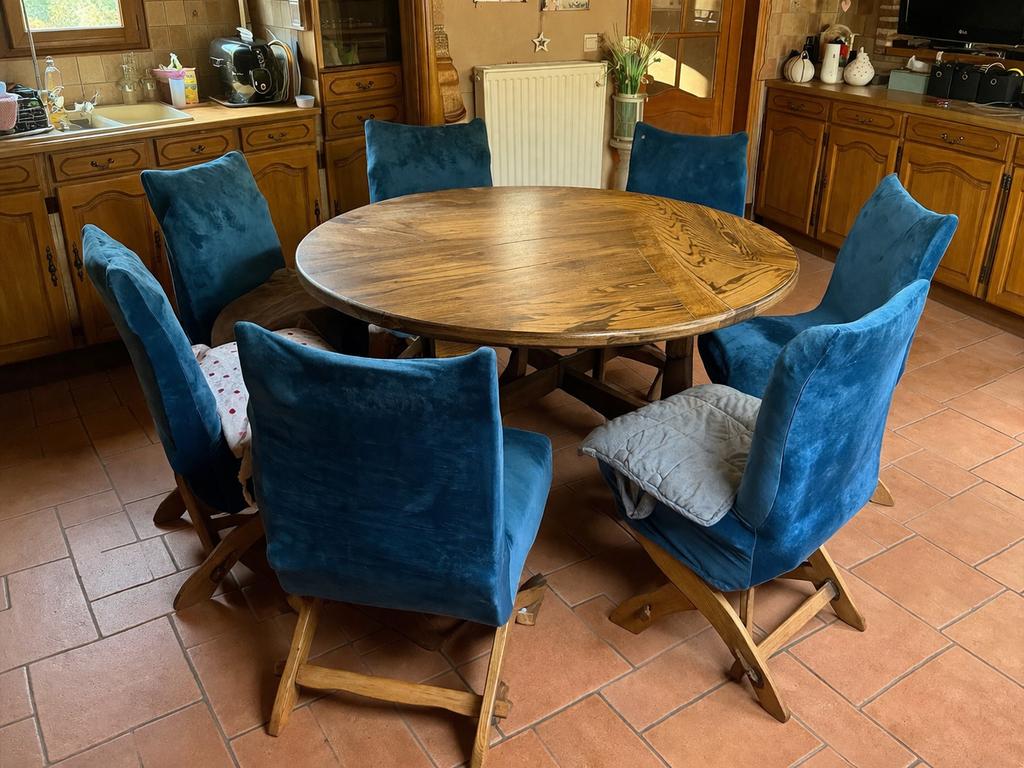 Table en chene massif, Maison & Meubles, Enlèvement, Utilisé, Bois en chene massif, 8 chaises ou plus