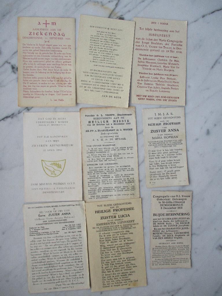 25 prentjes aandenken professie wijding jubileum Dendermonde, Verzenden, Zo goed als nieuw, Overige typen, Christendom | Katholiek