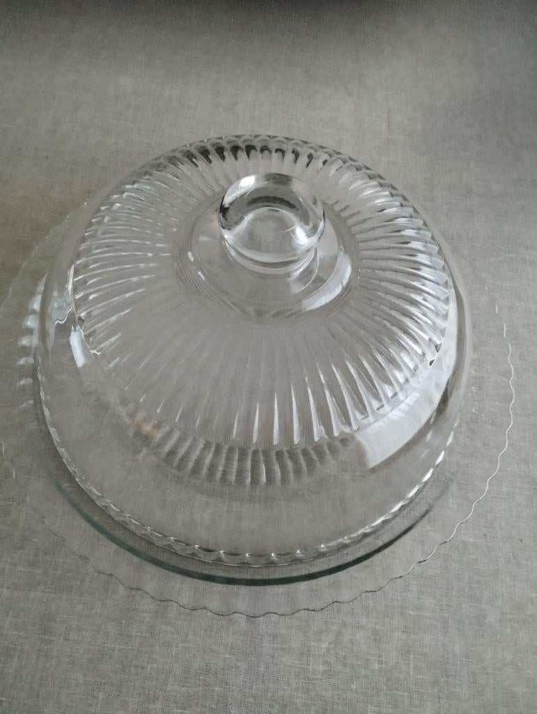 Nieuwe schaal met stolp voor kaas of gebak, Ophalen, Nieuw, Glas, Overige typen