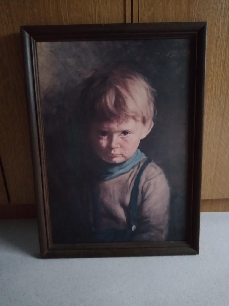 schilderij huilende jongen, Antiquités & Art, Art | Peinture | Classique, Enlèvement