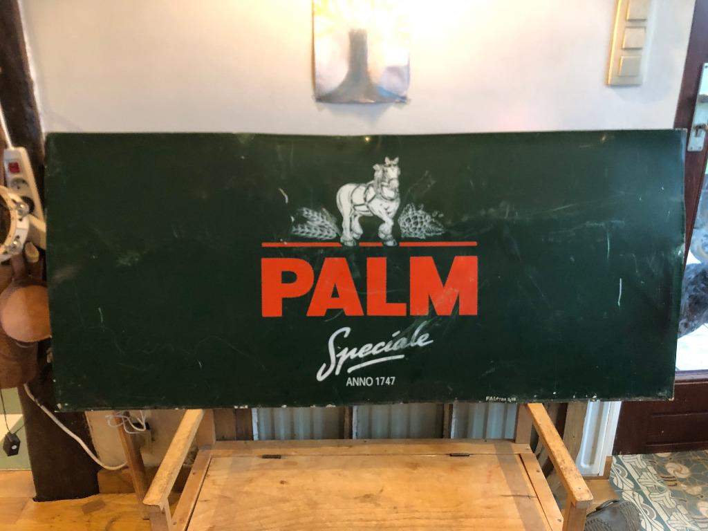 Plaque emaillée PALM en alu, grande dimension, Collections, Enlèvement ou Envoi, Utilisé, Panneau publicitaire