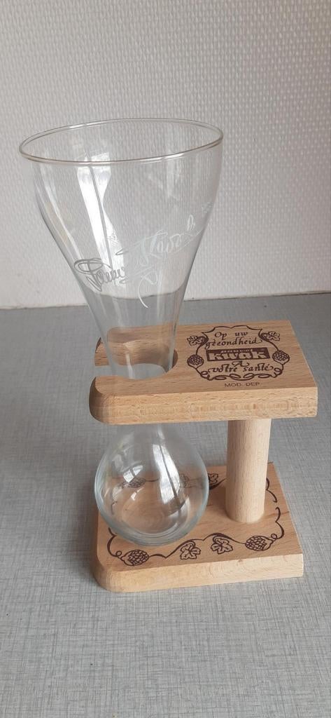 Bier :  kwak glas met houten staander, Verzamelen, Biermerken, Ophalen of Verzenden, Nieuw, Glas of Glazen, Overige merken
