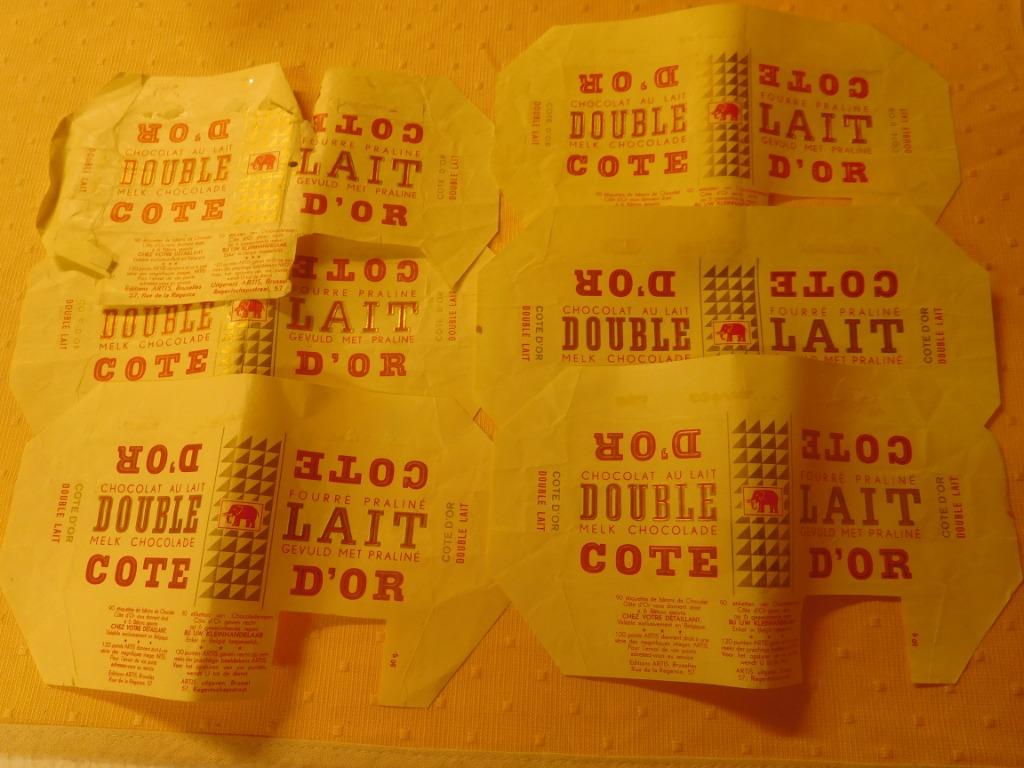 11 emballages Côte d'Or double lait (2 modèles), Collections, Marques & Objets publicitaires, Enlèvement ou Envoi, Utilisé, Emballage
