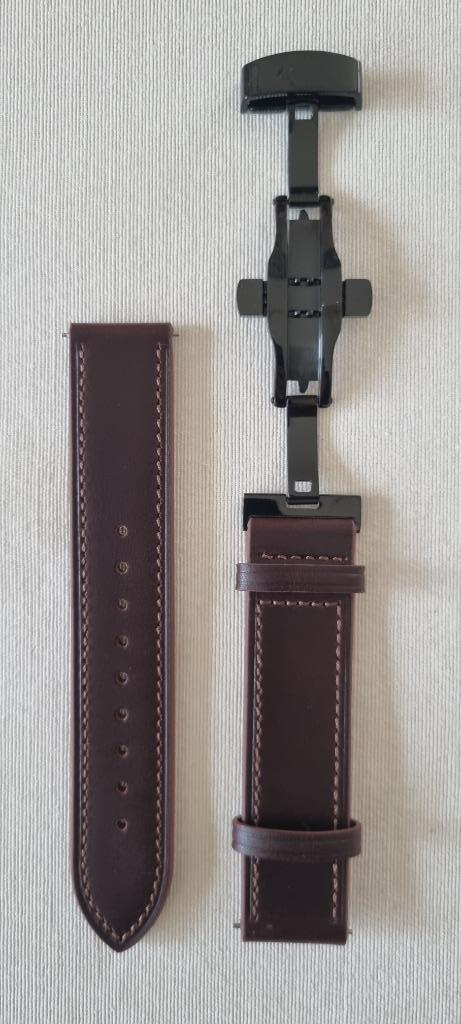 Lederen horlogebandje 20mm met vlindersluiting (new), Ophalen of Verzenden, Nieuw