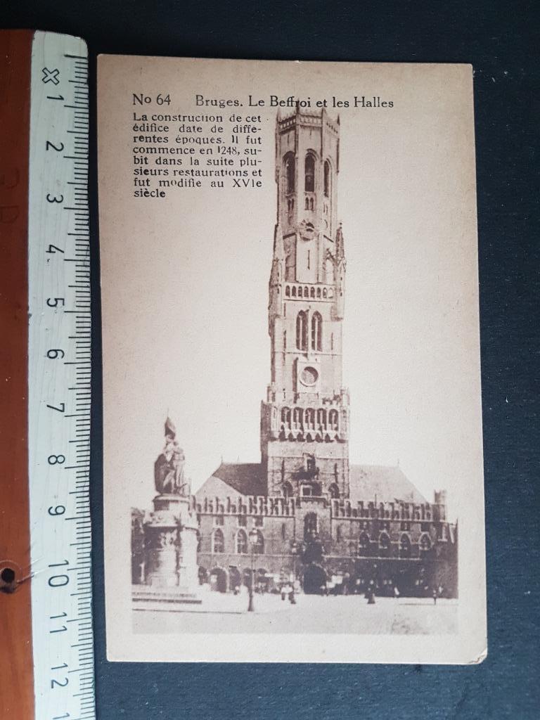 Petite carte d'honneur Carte d'Honneur Bruges Beffroi, Collections, Cartes postales | Belgique, Enlèvement ou Envoi, 1920 à 1940