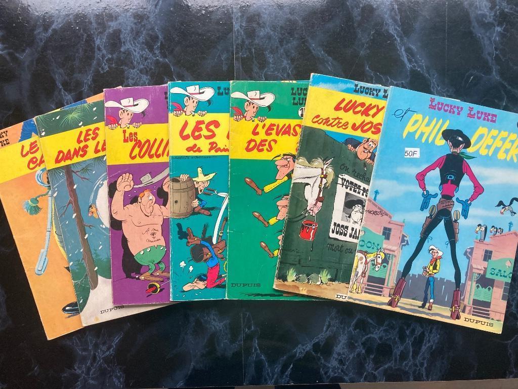 Serie van 7 Lucky Luke albums - jaar 77/79, Boeken, Meerdere stripboeken, Ophalen of Verzenden, Gelezen