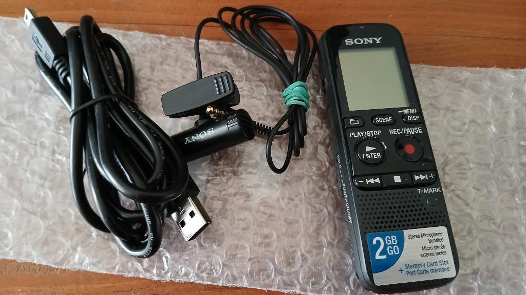 Sony dictafoon met 2 GB geheugen + micro + USB-kabel, Audio, Tv en Foto, Bandrecorder, Ophalen of Verzenden, Bandrecorder